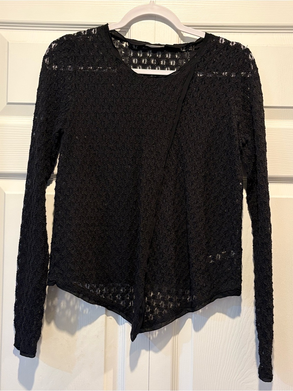 Intimately Free People Black Sheer Lace Long Sleeve Top Whimsigoth Boho Sz S